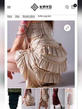 Kayo Anime Ruffle Long Skirt - Cream-  Large